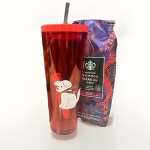 Starbucks Winter Dog Bold Red Tumbler Travel 26 Ounces